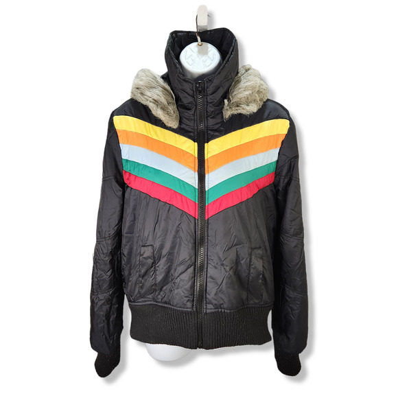 Jack by BB Dakota Multicolor Chevron Puffer Jacket - Picture 2 of 16
